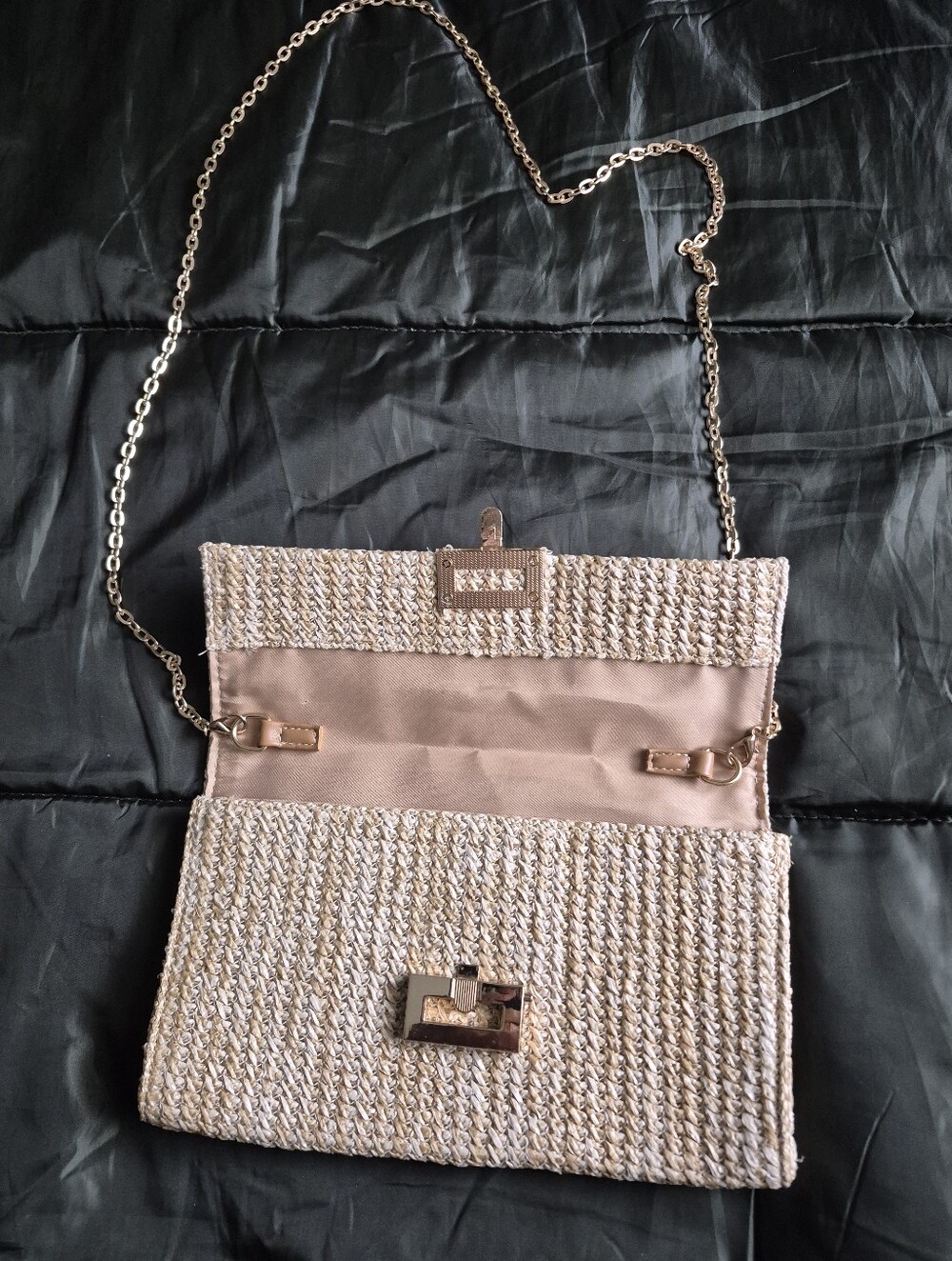 Woven straw envelope clutch summer bag - Picture 5 of 11